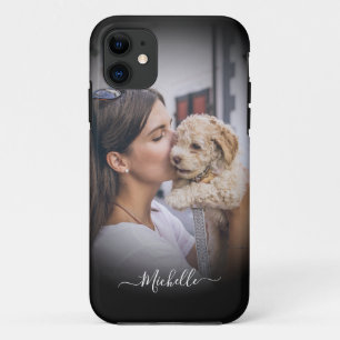 Funda Para iPhone 11 Personalizado moderno Una foto Gradiente negro par