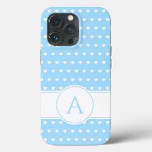 Funda Para iPhone 13 Pro Personalizado Monograma Agradable Luz Azul Y Blanc