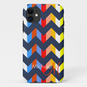 Funda Para iPhone 11 Personalizado Monograma Chevron colorido Zigzag 3