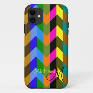 Funda Para iPhone 11 Personalizado Monograma Chevron colorido Zigzag 9
