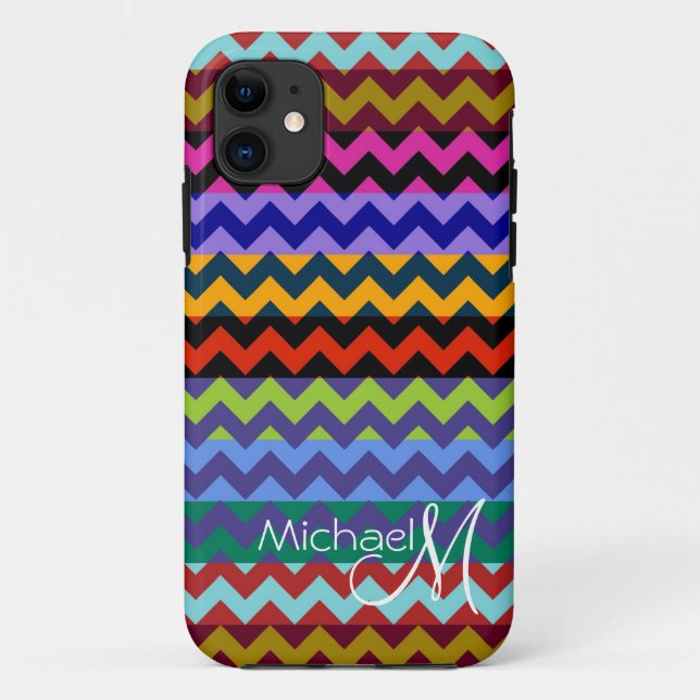 Funda De Case-Mate Para iPhone Personalizado Monograma Chevron Geométrico Zigzag  (Reverso)