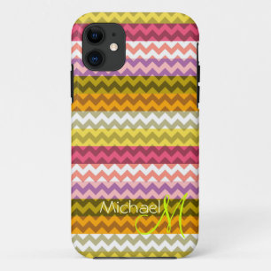 Funda Para iPhone 11 Personalizado Monograma Chevron moderno Zigzag 7