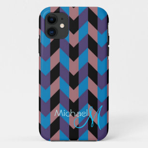 Funda Para iPhone 11 Personalizado Monograma Chevron moderno Zigzag 8