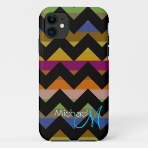 Funda Para iPhone 11 Personalizado Monograma Chevron moderno Zigzag 9