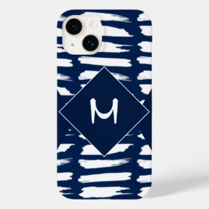 Funda Para iPhone 14 De Case-Mate Personalizado monograma de franja blanca azul mode