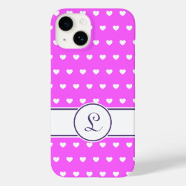 Funda Para iPhone 14 De Case-Mate Personalizado Monograma Girly Rosa Con Corazón Bla