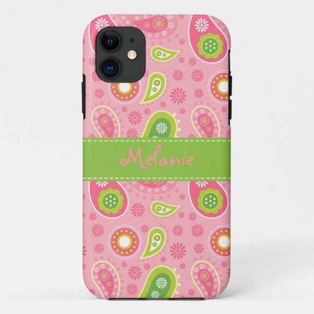 Funda De Case-Mate Para iPhone Personalizado monograma para iPhone de paisley ros (Reverso)