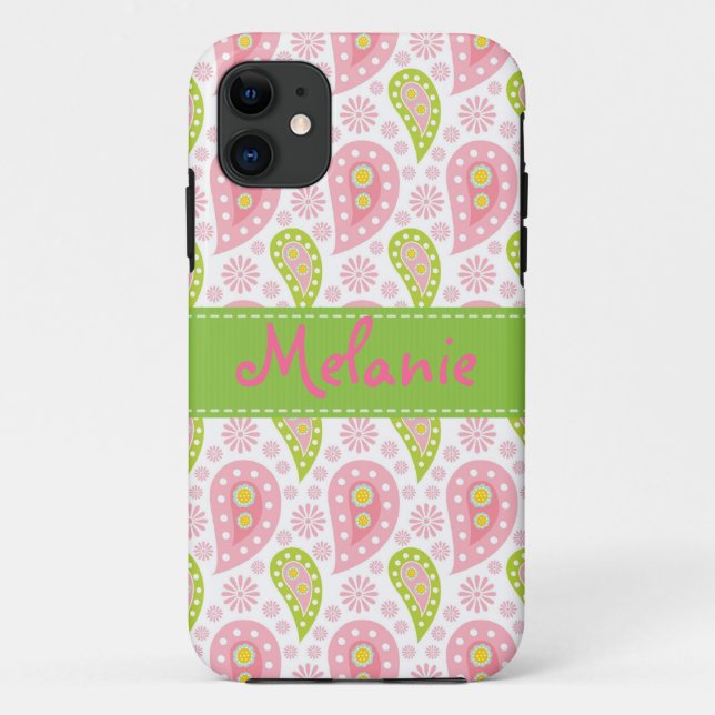 Funda De Case-Mate Para iPhone Personalizado monograma para iPhone de paisley ros (Reverso)
