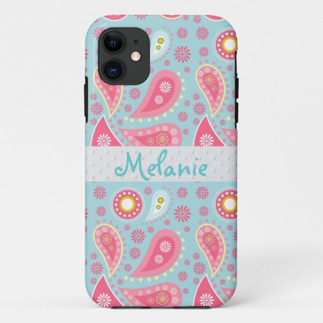 Funda De Case-Mate Para iPhone Personalizado monograma para iPhone rosa y azul Pa (Reverso)