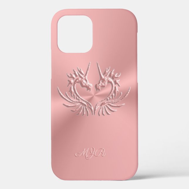 Funda De Case-Mate Para iPhone Personalizado Monograma, Rosa, Dragón Escaloso Fun (Reverso )