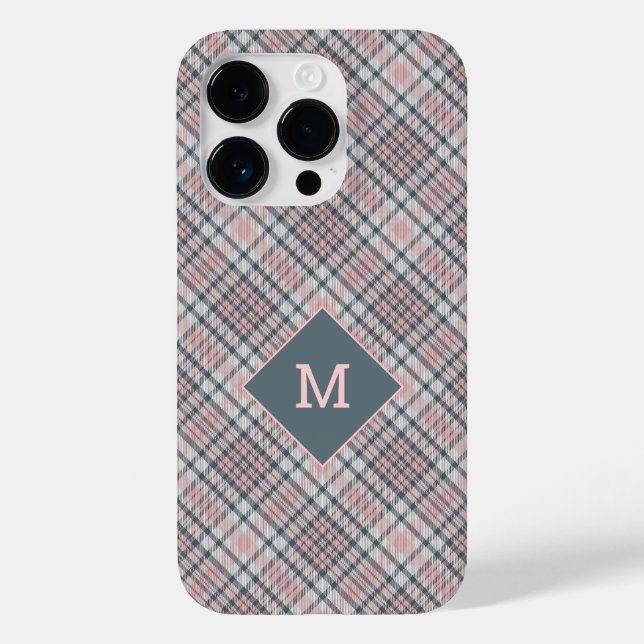 Funda De Case-Mate Para iPhone Personalizado Monograma Tapado / Patrón Tartán (Reverso )