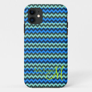 title_seo2 Personalizado Monograma Verde Azul Chevron Zigzag