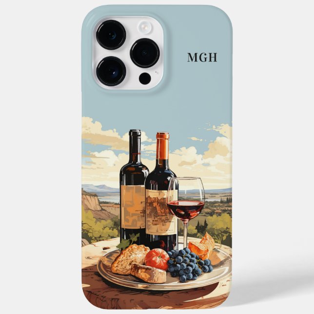 Funda De Case-Mate Para iPhone Personalizado Monograma Wine Lover (Reverso)