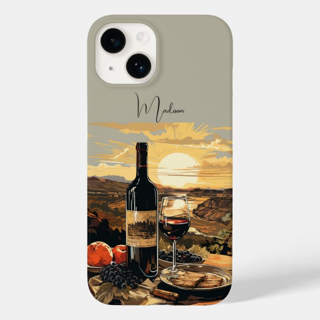 Funda De Case-Mate Para iPhone Personalizado Monograma Wine Lover (Reverso )