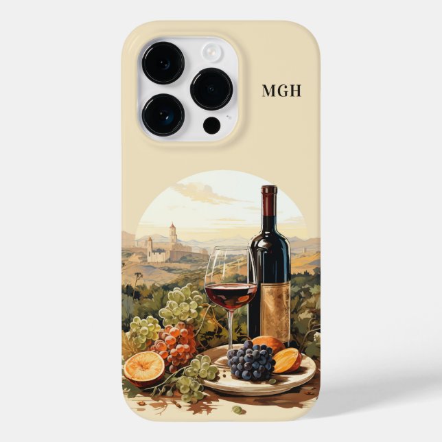 Funda De Case-Mate Para iPhone Personalizado Monograma Wine Lover (Reverso )