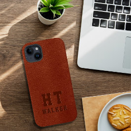Funda Para iPhone 14 Plus De Case-Mate Personalizado Monogramado Grabado en relieve Brown