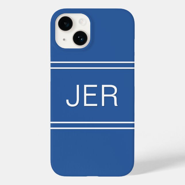 Funda De Case-Mate Para iPhone Personalizado Monogramed Initials Modern Blue Temp (Reverso )