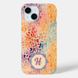 Funda Para iPhone 15 Personalizado Monogramed Watercolor