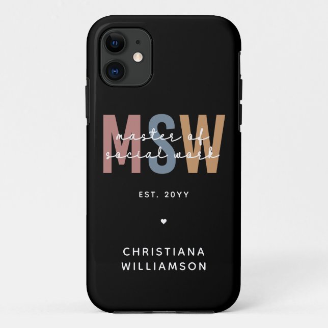 Funda De Case-Mate Para iPhone Personalizado MSW Master en Obra Social Graduación (Reverso)