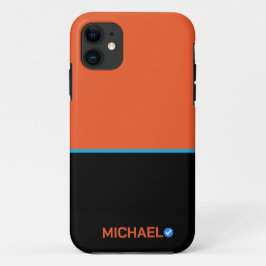 Funda Para iPhone 11 Personalizado Naranja Bandas Azules