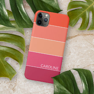 Funda Para iPhone 11 Pro Max Personalizado Naranja de Melocotón  Magenta Tiras 
