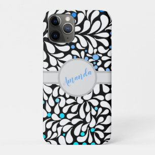 Funda Para iPhone 11 Pro Personalizado Negrita flor moderna azul verde azul