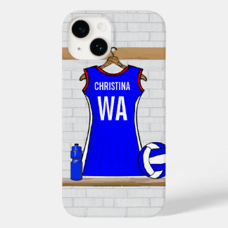 title_seo2 Personalizado Netball Uniforme Azul con rojo y bla
