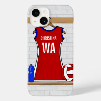 title_seo2 Personalizado Netball Uniforme rojo con azul y bla