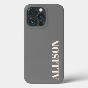 Funda Para iPhone 13 Pro Personalizado nombre negrita crema y gris claro