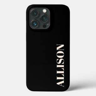 Funda Para iPhone 13 Pro Personalizado nombre negrita crema y negro sencill