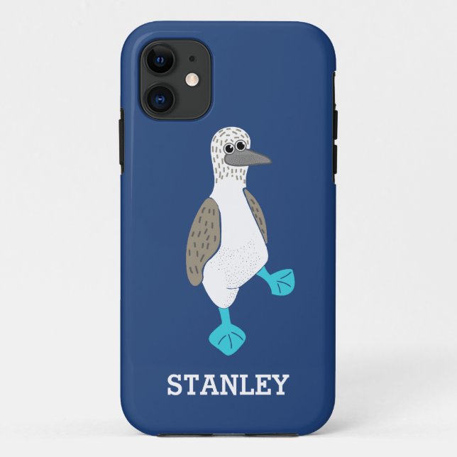 Funda De Case-Mate Para iPhone Personalizado personalizado de pájaro con pies azu (Reverso)