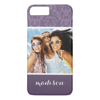 Funda Para iPhone 8 Plus/7 Plus Personalizado Photo & Name Luxury Purple Wallpaper