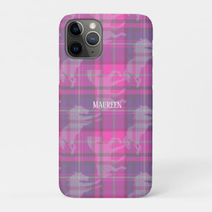 Funda Para iPhone 11 Pro Personalizado preppy corazón tartán de caballo mor