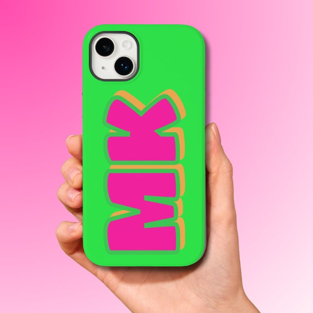 Funda De Case-Mate Para iPhone Personalizado Preppy Green Monogram Drop Shadow (Subido por el creador)