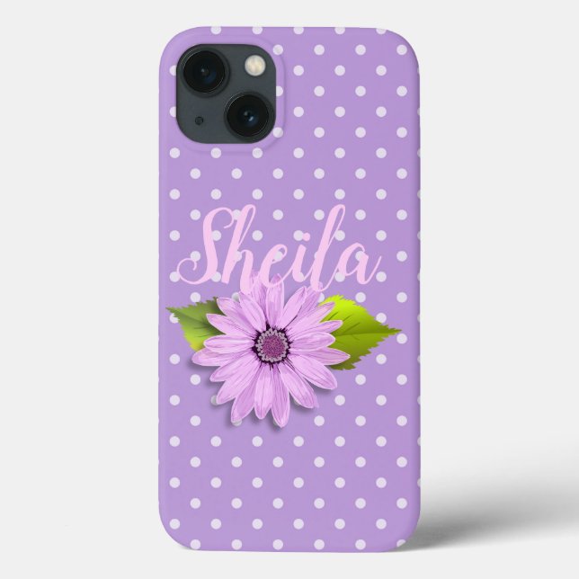 Funda De Case-Mate Para iPhone Personalizado Purple Daisy Floral (Reverso)