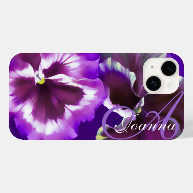 Funda De Case-Mate Para iPhone Personalizado púrpura floral (Reverso  (Horizontal))