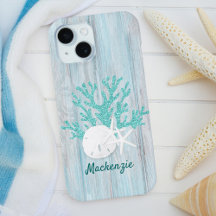 Personalizado Purpurina de Beach Coastal Wood Aqua
