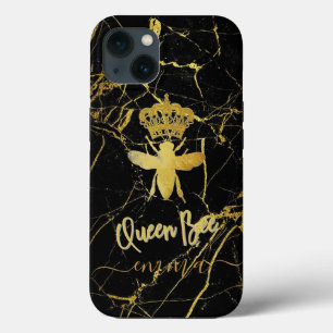 Funda Para iPhone 13 Personalizado QUEEN BEE Oro Mármol Negro Teléfono