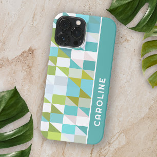 Funda Para iPhone 15 Pro Max Personalizado Retro Cuadrados Triángulos Patrón de