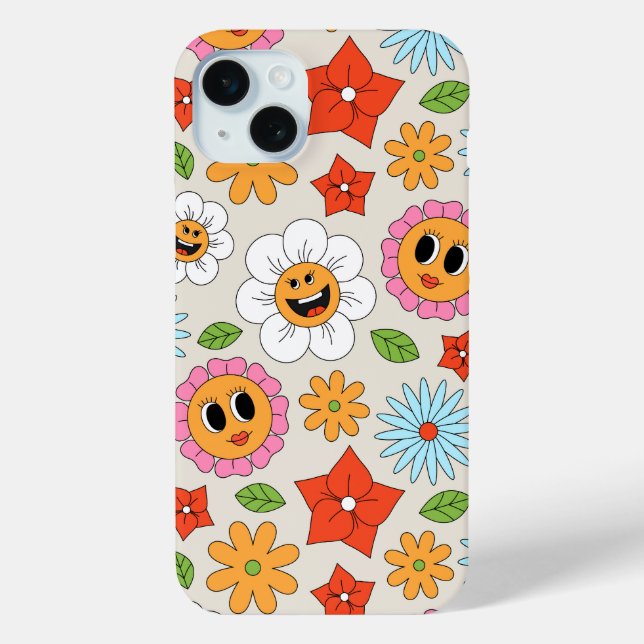 Funda De Case-Mate Para iPhone Personalizado retro Flores Feliz Diversión sincera (Reverso )