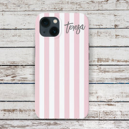Funda Para iPhone 13 Personalizado retro vintage blanda de rayas rosada