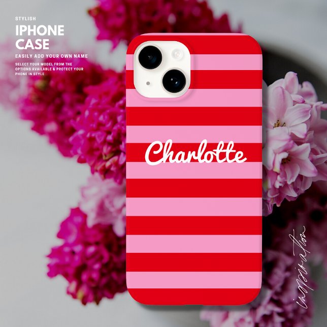 Funda De Case-Mate Para iPhone Personalizado rojo y rosa retro negrita (Subido por el creador)