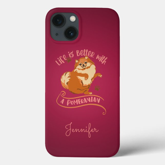 Funda De Case-Mate Para iPhone Personalizado Rosa Pomerania Lover (Reverso)