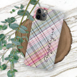 Funda Para iPhone 11 Pro Max Personalizado Rubor Modelo de color rosa azul ment<br><div class="desc">blanco chic, azul pálido, tartán clásico color verde claro y rosa pastel. Con espacio para personalizar con el nombre, el monograma o las iniciales que elija. Hermosa, moderna y fresca cubierta para el experto en tendencias y amante del arte, amante de las caderas, amante de los motivos artísticos que quiere...</div>