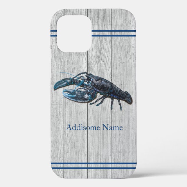 Funda De Case-Mate Para iPhone Personalizado Rústico Nautical Blue Lobster Gray W (Reverso )