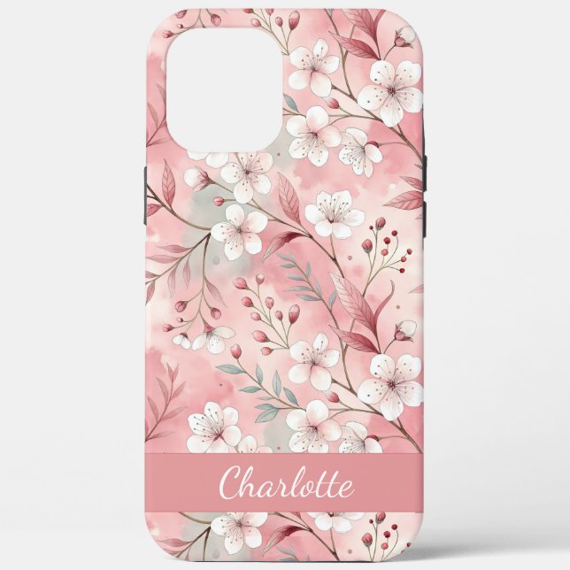 Funda De Case-Mate Para iPhone Personalizado Sakura Patrón de flor Rosa (Reverso )