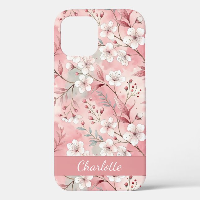 Funda De Case-Mate Para iPhone Personalizado Sakura Patrón de flor Rosa (Reverso )