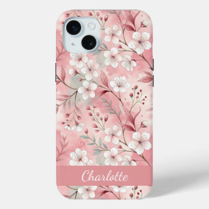 Funda Para iPhone 15 Mini Personalizado Sakura Patrón de flor Rosa
