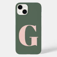 Personalizado Simple Negrita Monograma Rosa y Verd
