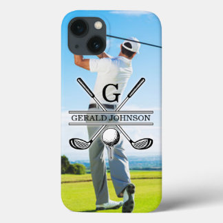 Funda Para iPhone 13 Personalizado Su Diseño De Monograma De Golf De Im